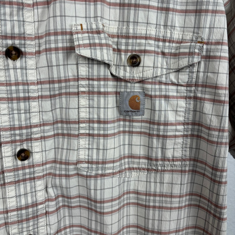 Carhartt Plaid‎ Short Sleeve Button Up Shirt Men's 2XL Relaxed Fit Workwear - Picture 4 of 11